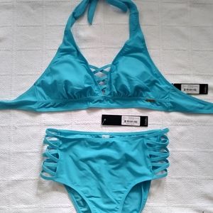 NWT Nicole Miller turquoise 2-piece bikini. Size 8